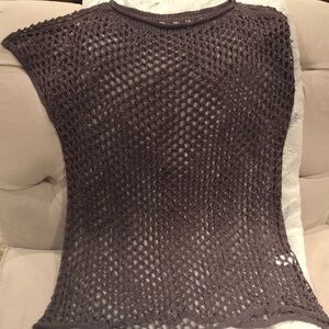 Vivace crochet knit bathing suit cover or top in grey brown one size NWT